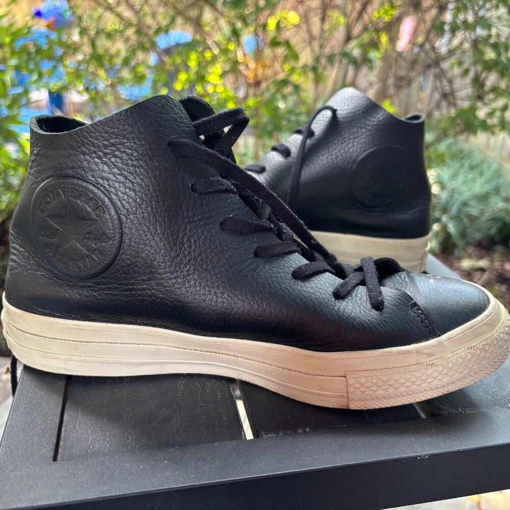 Converse Chuck Taylor All Star Womens Sneaker Black Leather High Top  Size 8W